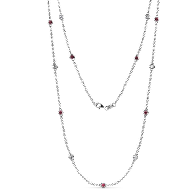 Lien (13 Stn/2.6mm) Ruby and Diamond on Cable Necklace 
