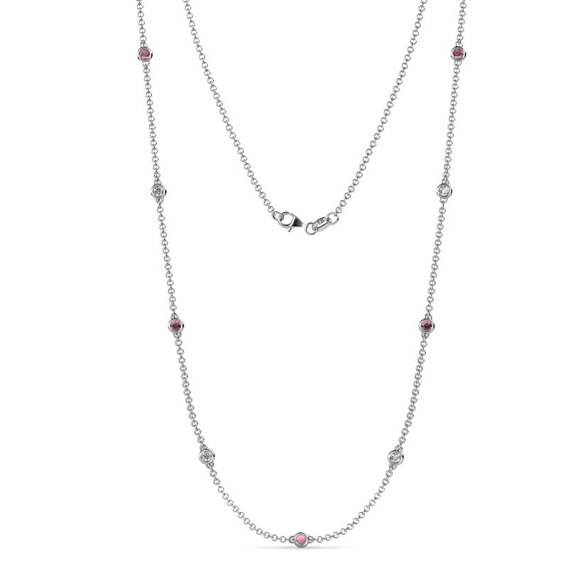 Adia (9 Stn/2.7mm) Rhodolite Garnet and Diamond on Cable Necklace 