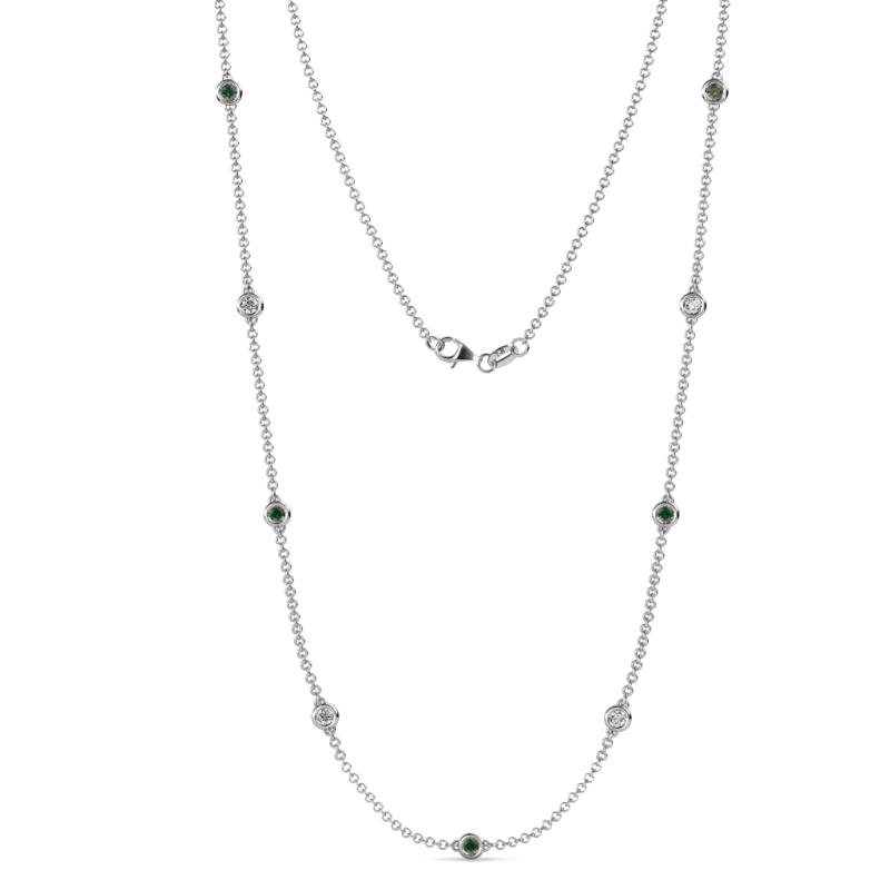 Adia (9 Stn/3.4mm) Diamond and Lab Created Alexandrite on Cable Necklace 
