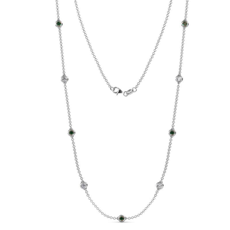 Adia (9 Stn/4mm) Diamond and Lab Created Alexandrite on Cable Necklace 