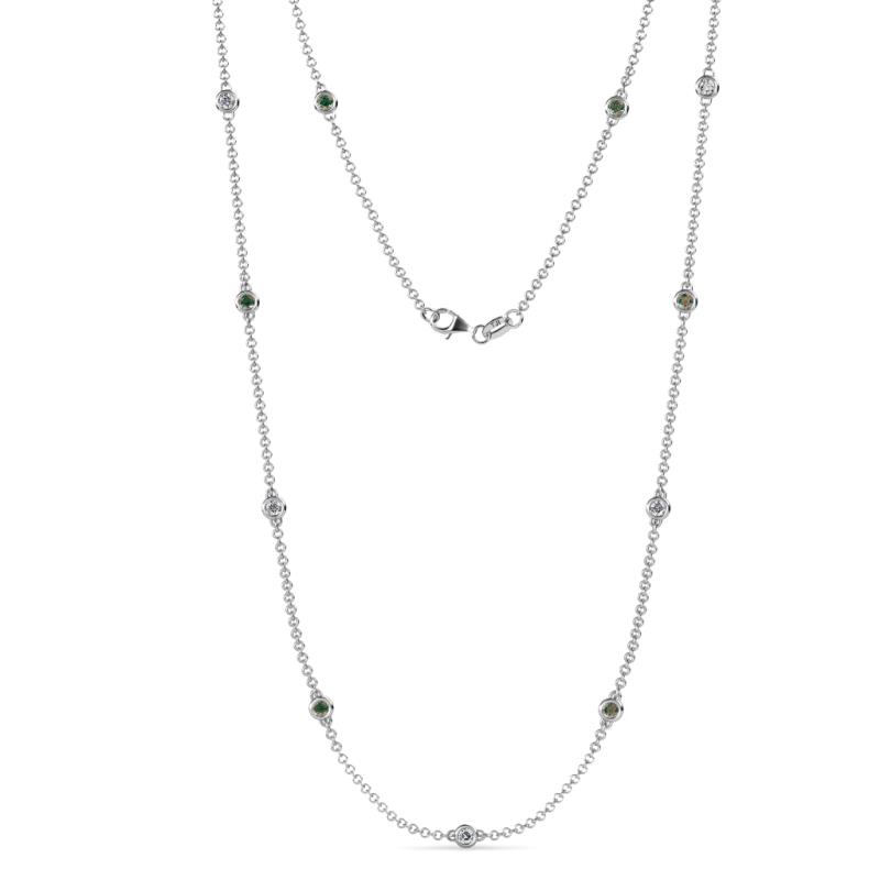 Asta (11 Stn/2.7mm) Diamond and Lab Created Alexandrite on Cable Necklace 