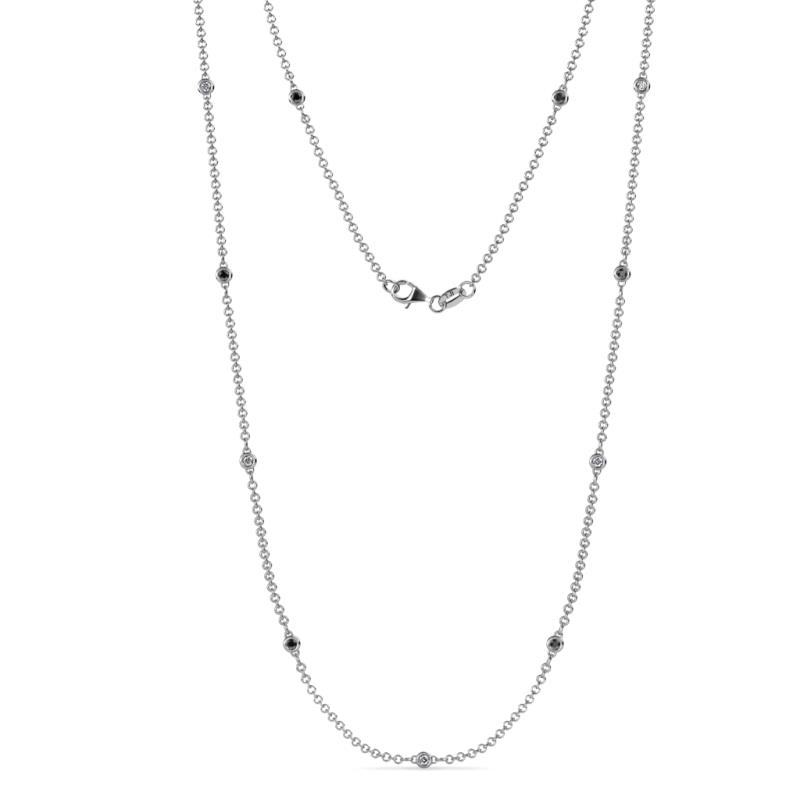 Asta (11 Stn/2mm) Petite Black and White Diamond on Cable Necklace 