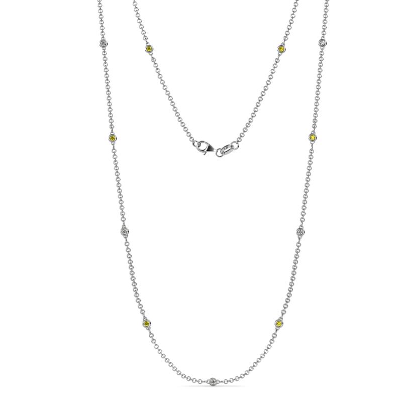 Asta (11 Stn/2mm) Petite Yellow and White Diamond on Cable Necklace 