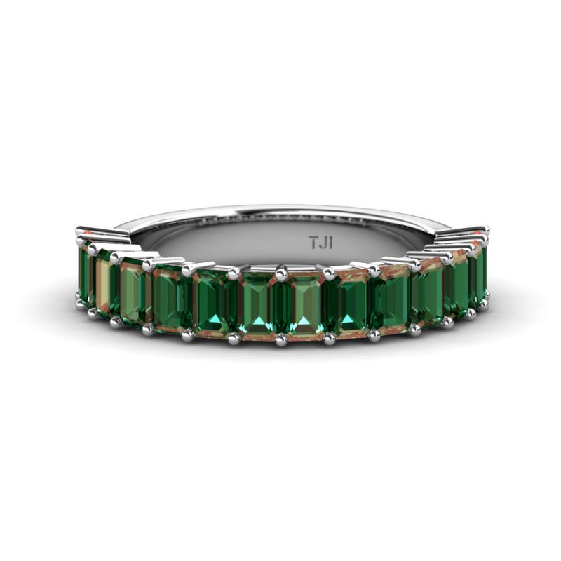 Alaya Emerald Cut Lab Created Alexandrite 14 Stone Wedding Band 