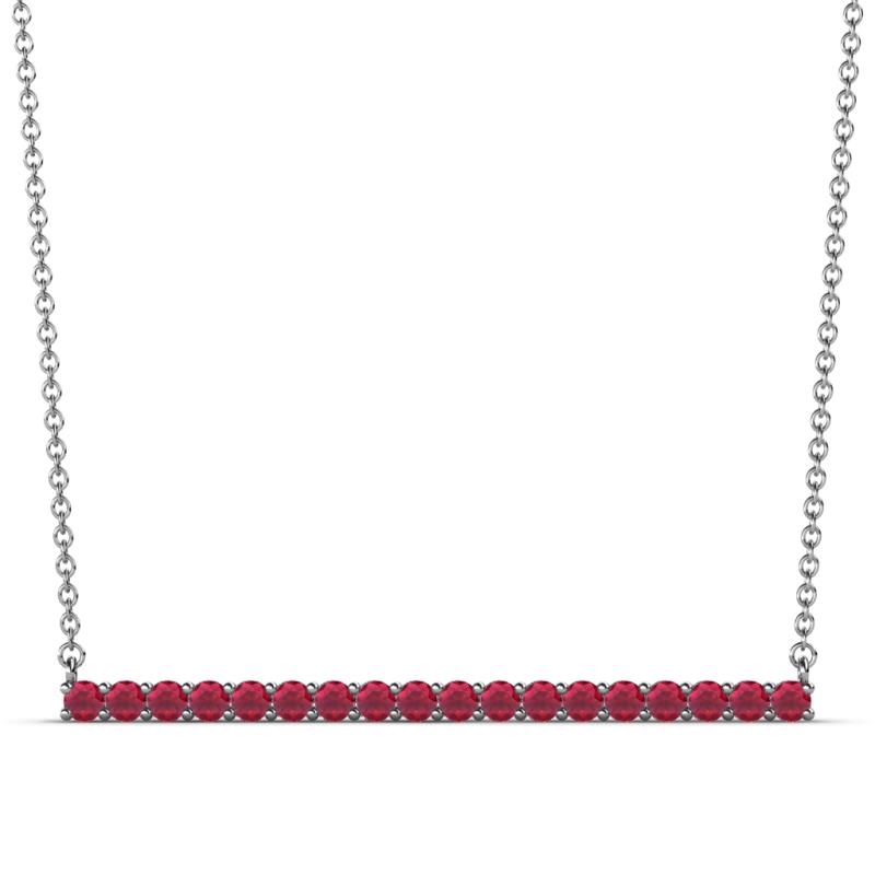 Noya 2.00 mm Round Ruby Horizontal Bar Pendant Necklace 