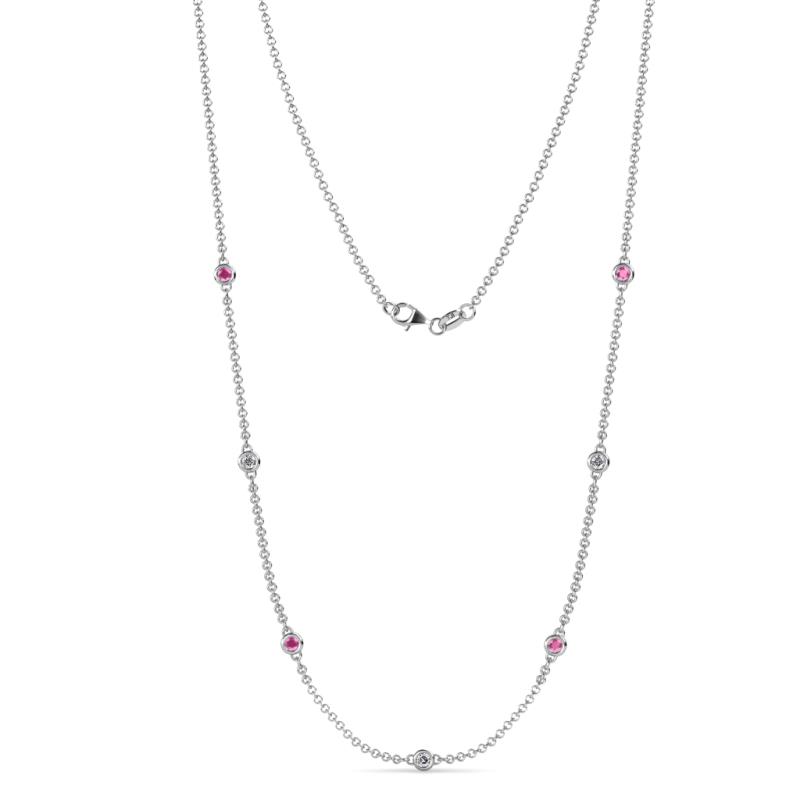 Salina (7 Stn/2.6mm) Diamond and Pink Sapphire on Cable Necklace 