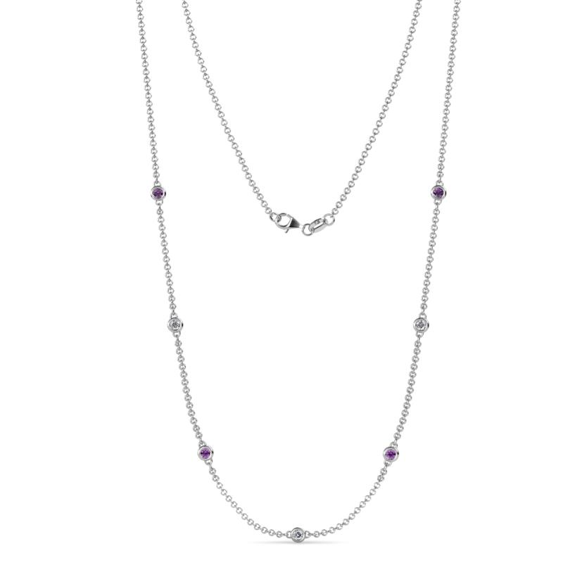 Salina (7 Stn/2.6mm) Diamond and Amethyst on Cable Necklace 