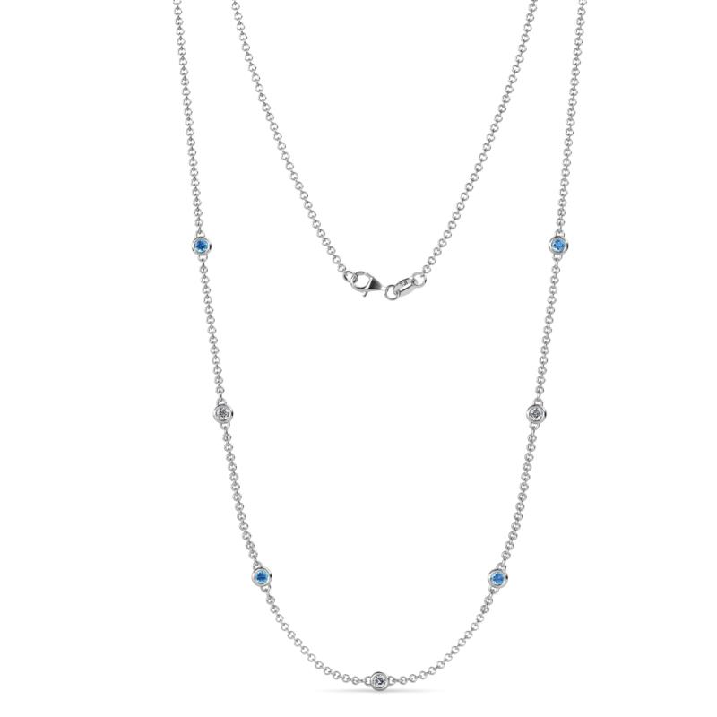 Salina (7 Stn/2.6mm) Diamond and Blue Topaz on Cable Necklace 
