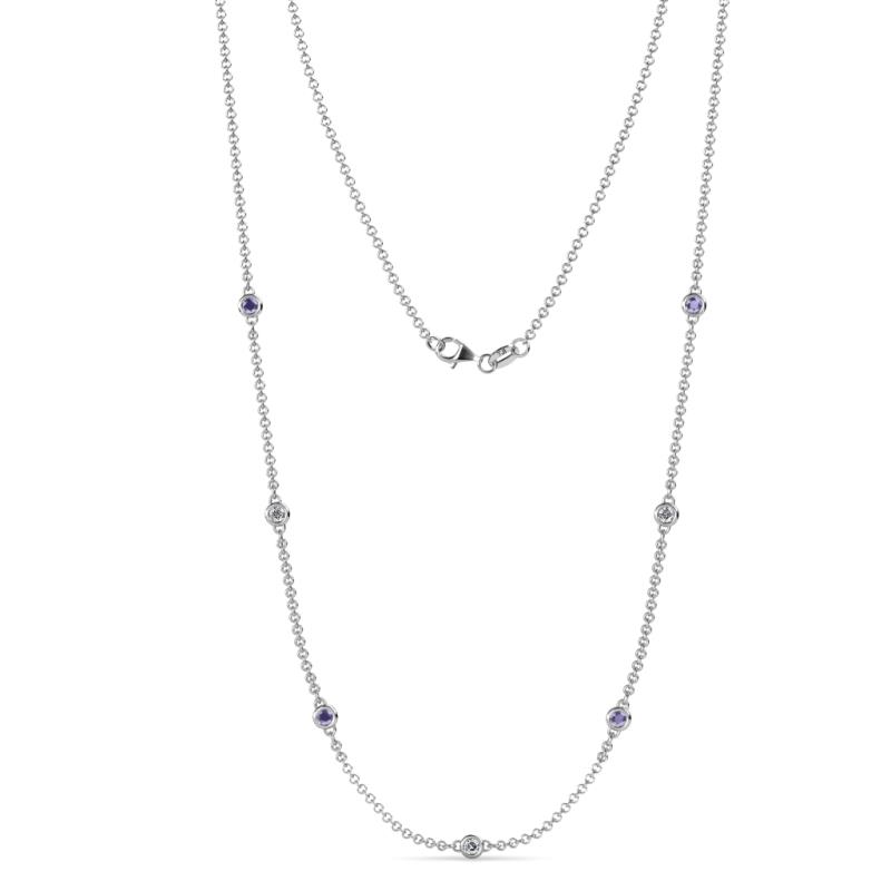 Salina (7 Stn/2.6mm) Diamond and Iolite on Cable Necklace 