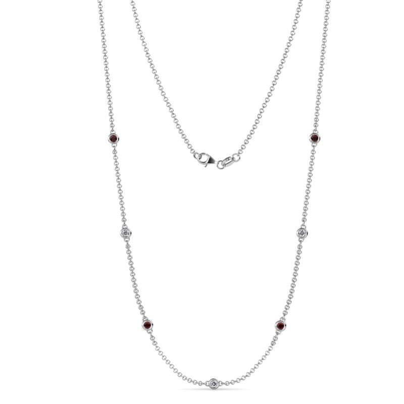 Salina (7 Stn/2.6mm) Diamond and Red Garnet on Cable Necklace 