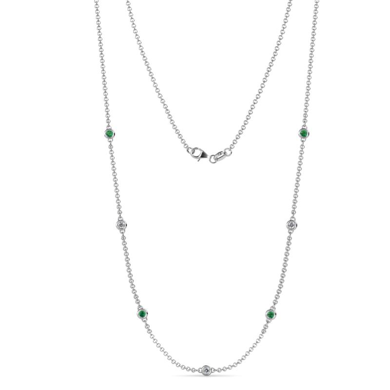 Salina (7 Stn/2.6mm) Diamond and Emerald on Cable Necklace 