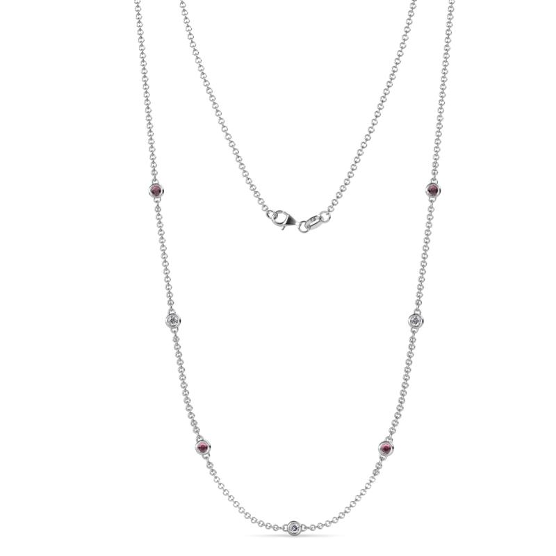 Salina (7 Stn/2.6mm) Diamond and Rhodolite Garnet on Cable Necklace 