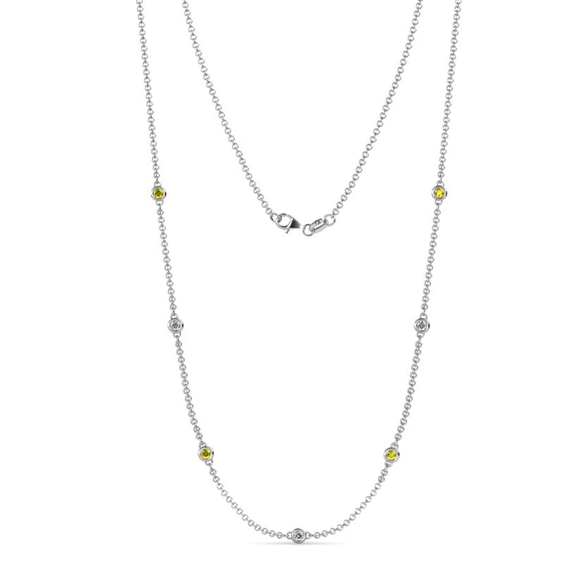 Salina (7 Stn/2.6mm) Round Yellow and White Diamond on Cable Necklace 
