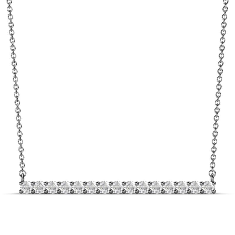Noya 2.50 mm Round White Sapphire Horizontal Bar Pendant Necklace 