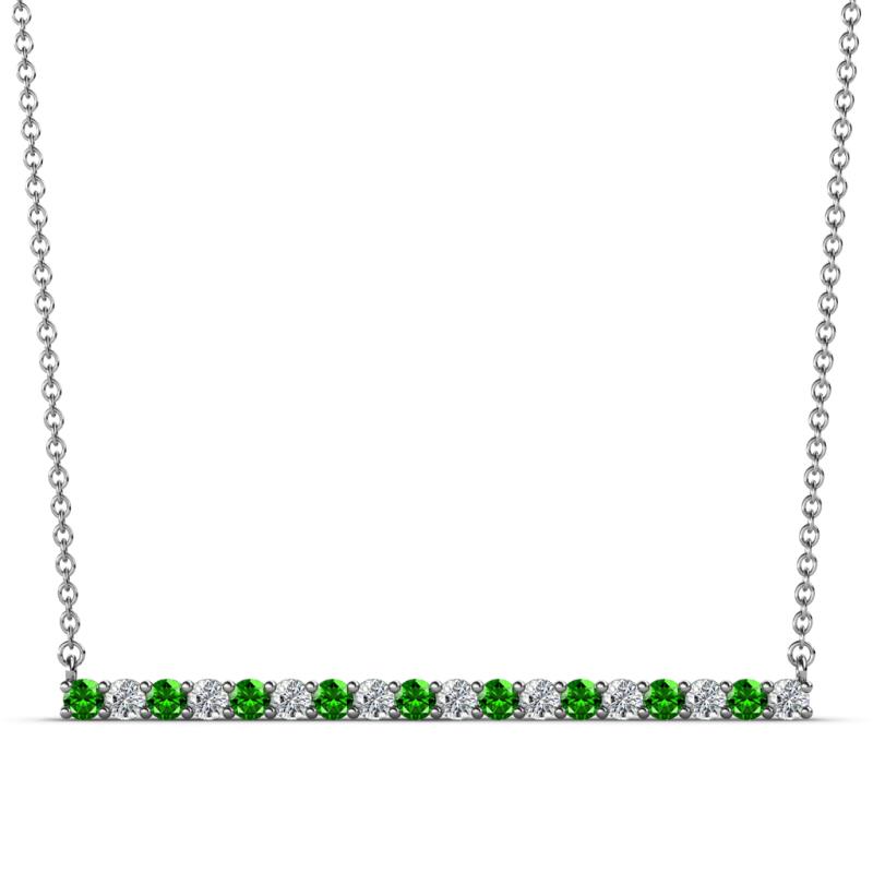 Noya 2.00 mm Round Green Garnet and Diamond Horizontal Bar Pendant Necklace 