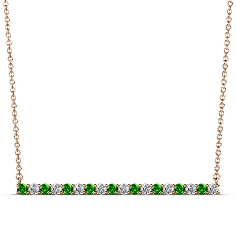 Noya 2.00 mm Round Green Garnet and Diamond Horizontal Bar Pendant Necklace 