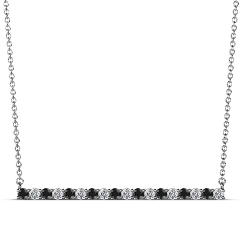 Noya 2.00 mm Round Black and White Diamond Horizontal Bar Pendant Necklace 