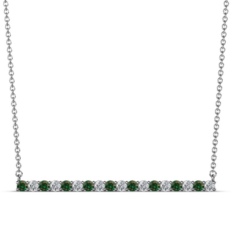 Noya 2.00 mm Round Diamond and Lab Created Alexandrite Horizontal Bar Pendant Necklace 