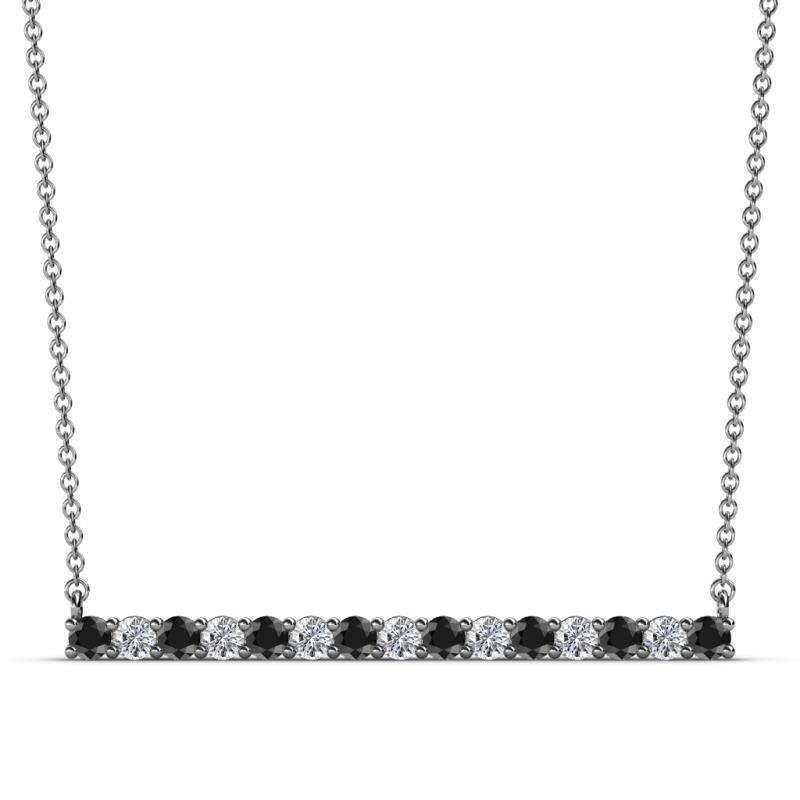 Noya 2.50 mm Round Black and White Diamond Horizontal Bar Pendant Necklace 