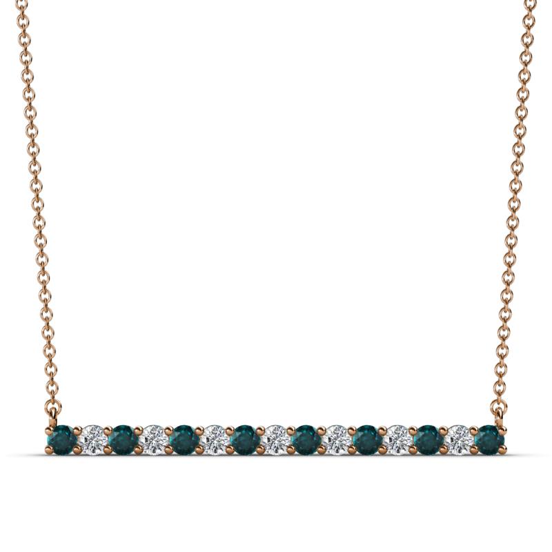 Noya 2.50 mm Round London Blue Topaz and Diamond Horizontal Bar Pendant Necklace 