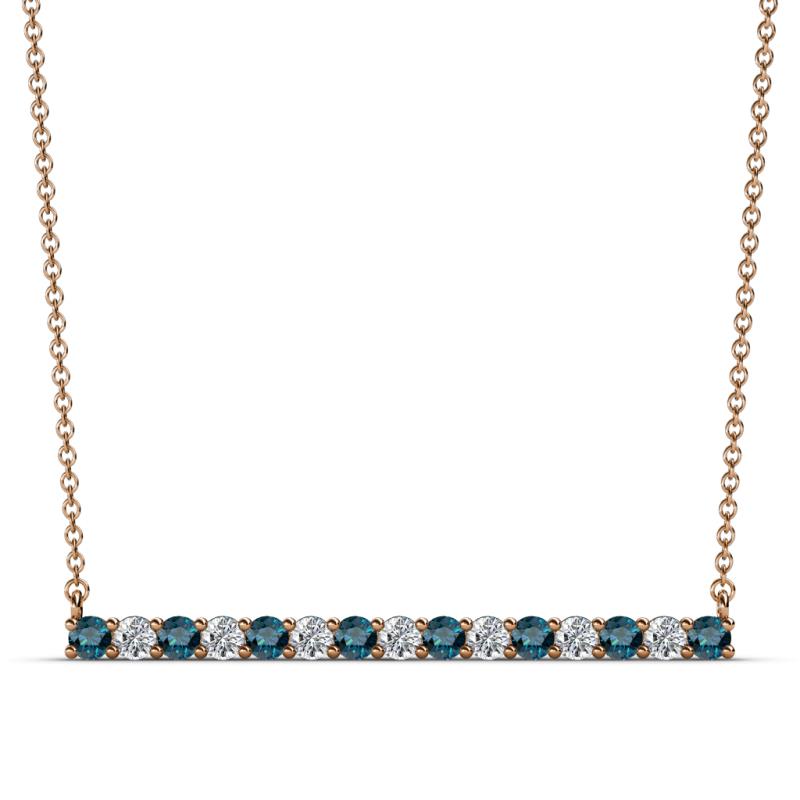 Noya 2.50 mm Round Blue and White Diamond Horizontal Bar Pendant Necklace 
