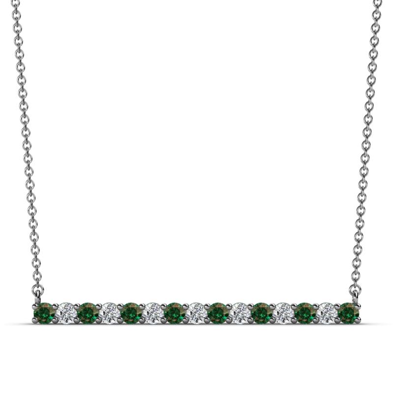 Noya 2.50 mm Round Diamond and Lab Created Alexandrite Horizontal Bar Pendant Necklace 