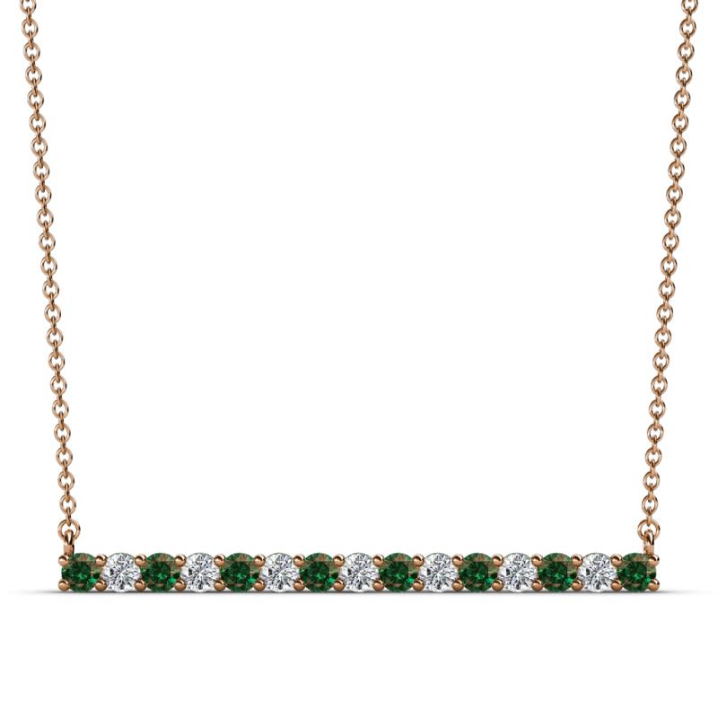 Noya 2.50 mm Round Diamond and Lab Created Alexandrite Horizontal Bar Pendant Necklace 