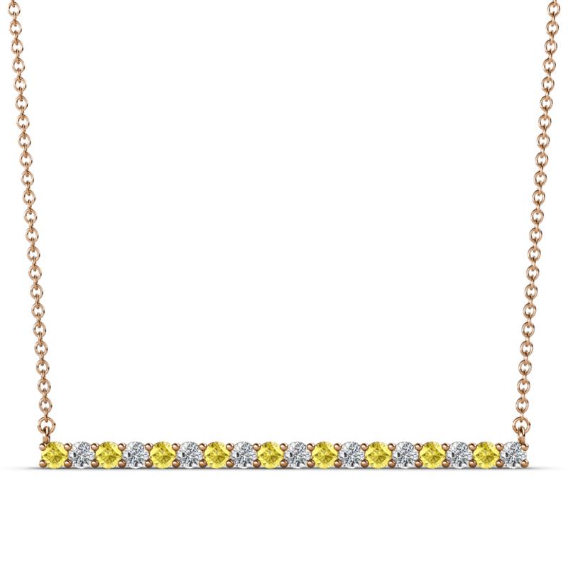 Noya 2.00 mm Round Yellow Sapphire and Lab Grown Diamond Horizontal Bar Pendant Necklace 