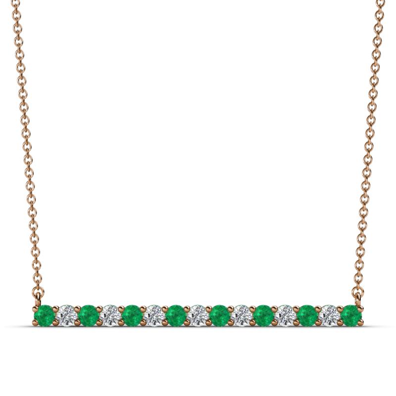 Noya 2.50 mm Round Emerald and Lab Grown Diamond Horizontal Bar Pendant Necklace 