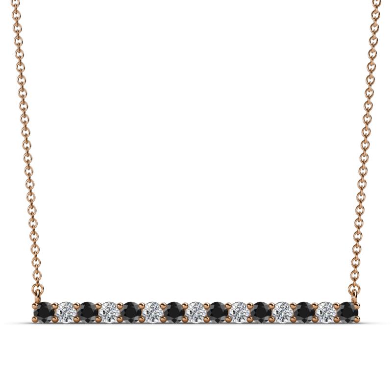 Noya 2.50 mm Round Black Diamond and White Lab Grown Diamond Horizontal Bar Pendant Necklace 