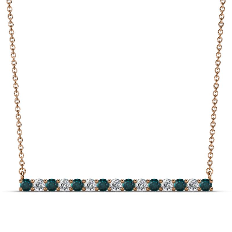 Noya 2.50 mm Round London Blue Topaz and Lab Grown Diamond Horizontal Bar Pendant Necklace 