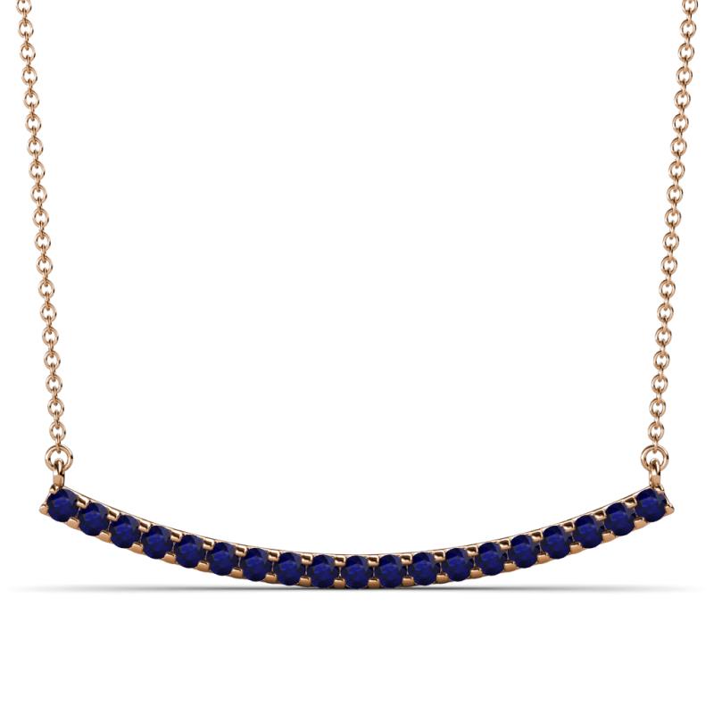 Nancy 2.00 mm Round Blue Sapphire Curved Bar Pendant Necklace 