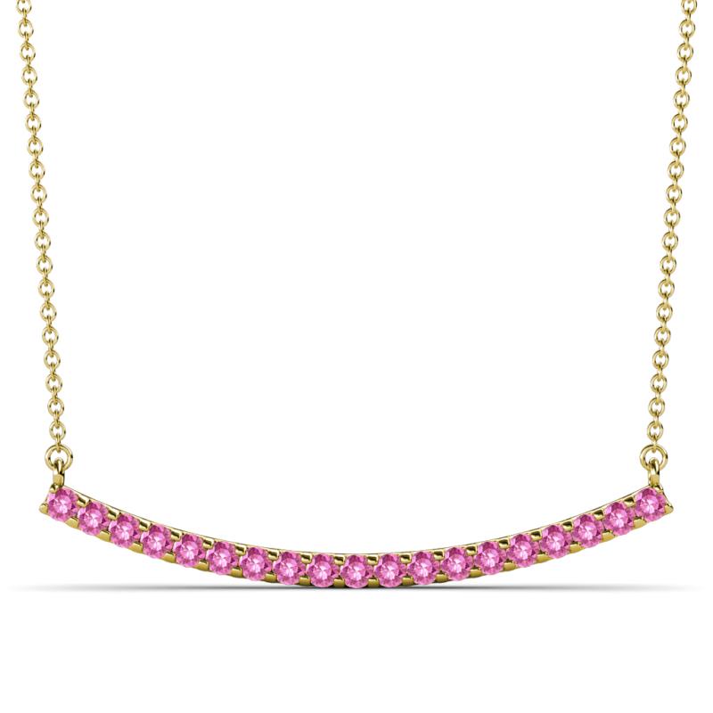 Nancy 2.00 mm Round Pink Sapphire Curved Bar Pendant Necklace 