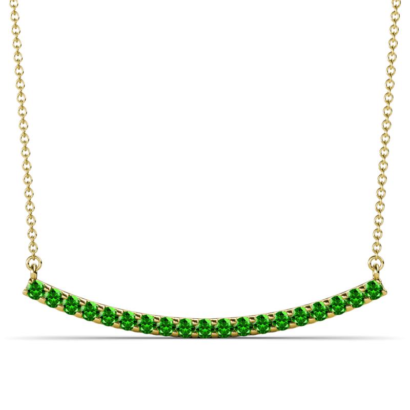 Nancy 2.00 mm Round Green Garnet Curved Bar Pendant Necklace 