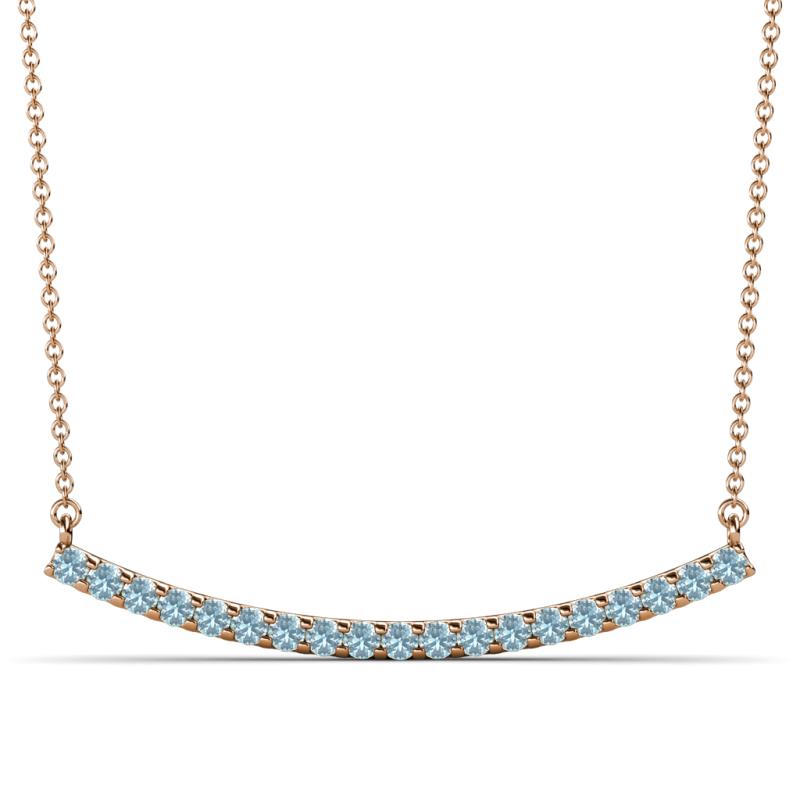 Nancy 2.00 mm Round Aquamarine Curved Bar Pendant Necklace 