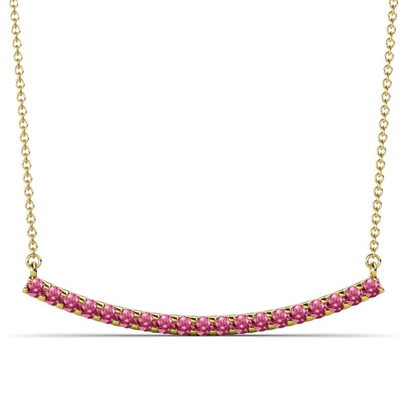 Nancy 2.00 mm Round Pink Tourmaline Curved Bar Pendant Necklace 