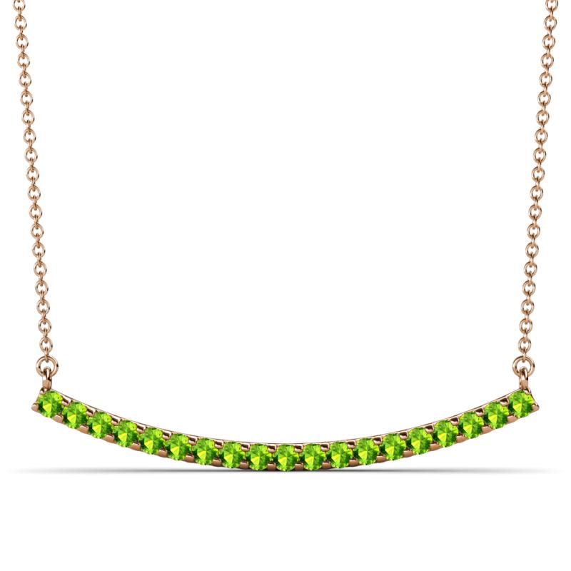 Nancy 2.00 mm Round Peridot Curved Bar Pendant Necklace 