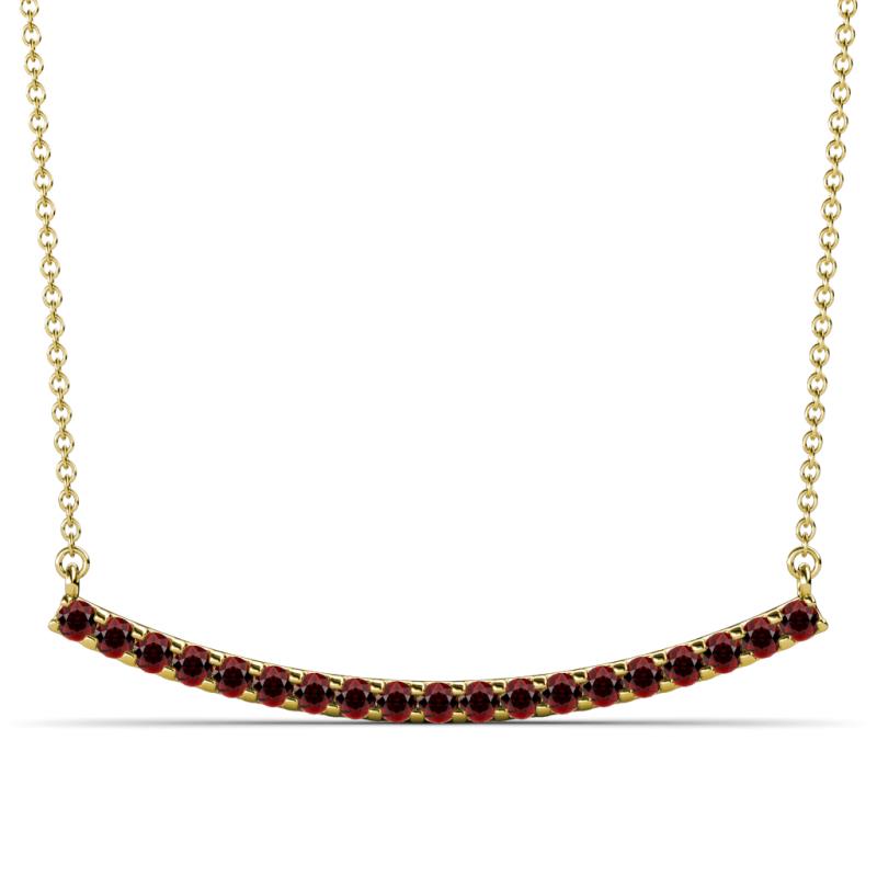 Nancy 2.00 mm Round Red Garnet Curved Bar Pendant Necklace 
