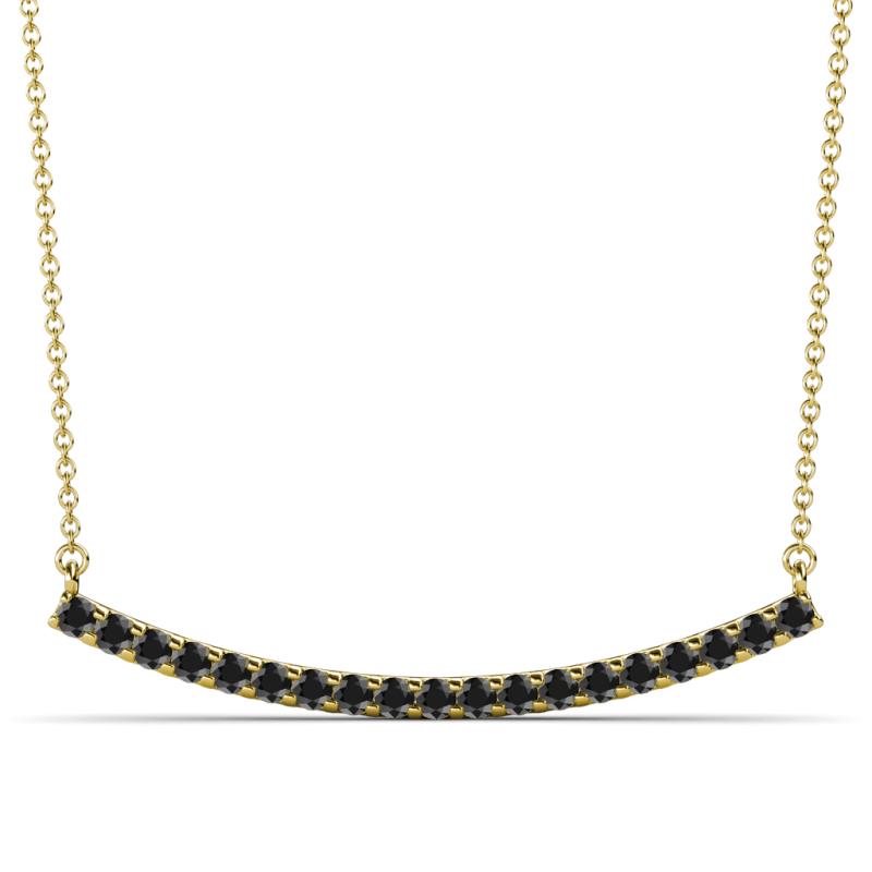 Nancy 2.00 mm Round Black Diamond Curved Bar Pendant Necklace 