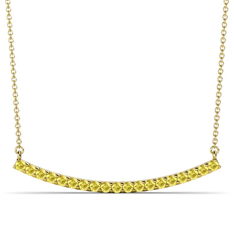 Nancy 2.00 mm Round Yellow Sapphire Curved Bar Pendant Necklace 