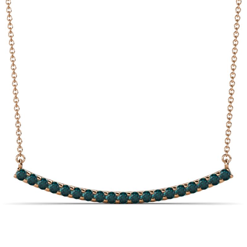 Nancy 2.00 mm Round London Blue Topaz Curved Bar Pendant Necklace 