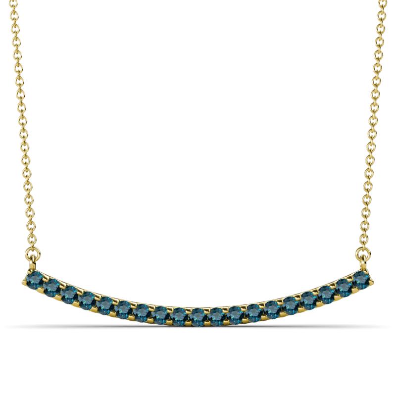 Nancy 2.00 mm Round Blue Diamond Curved Bar Pendant Necklace 