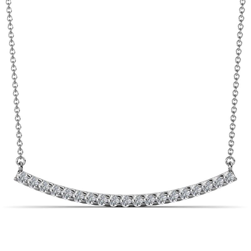 Nancy 2.00 mm Round Diamond Curved Bar Pendant Necklace 