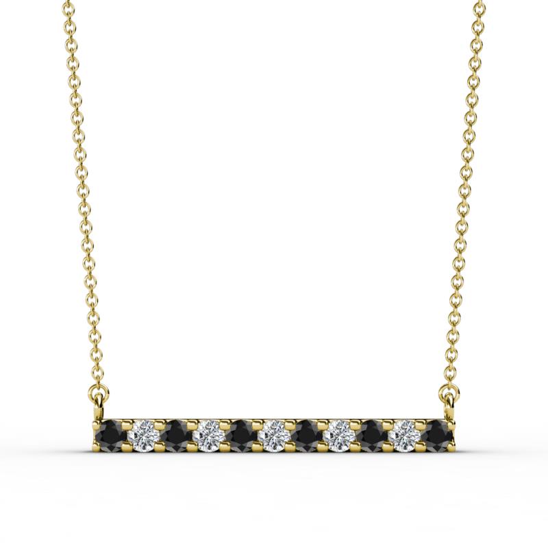 Noela 2.70 mm Round Black and White Diamond Horizontal Bar Pendant Necklace 