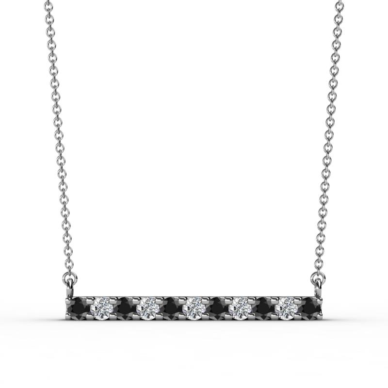 Noela 2.70 mm Round Black Diamond and White Lab Grown Diamond Horizontal Bar Pendant Necklace 