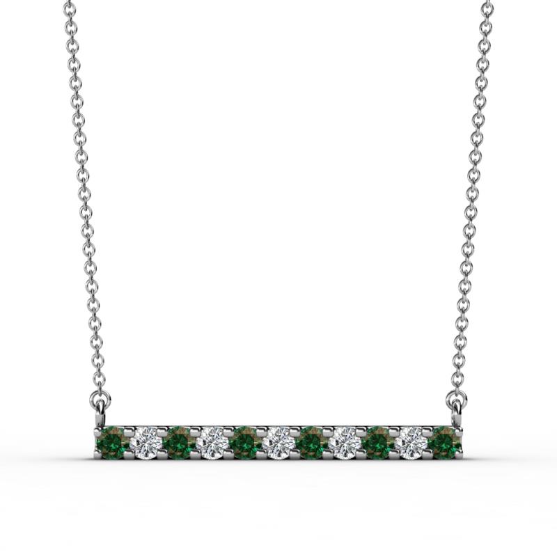 Noela 2.70 mm Round Lab Grown Diamond and Alexandrite Horizontal Bar Pendant Necklace 