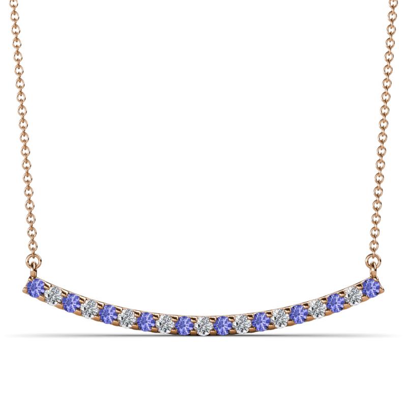 Nancy 2.00 mm Round Tanzanite and Lab Grown Diamond Curved Bar Pendant Necklace 