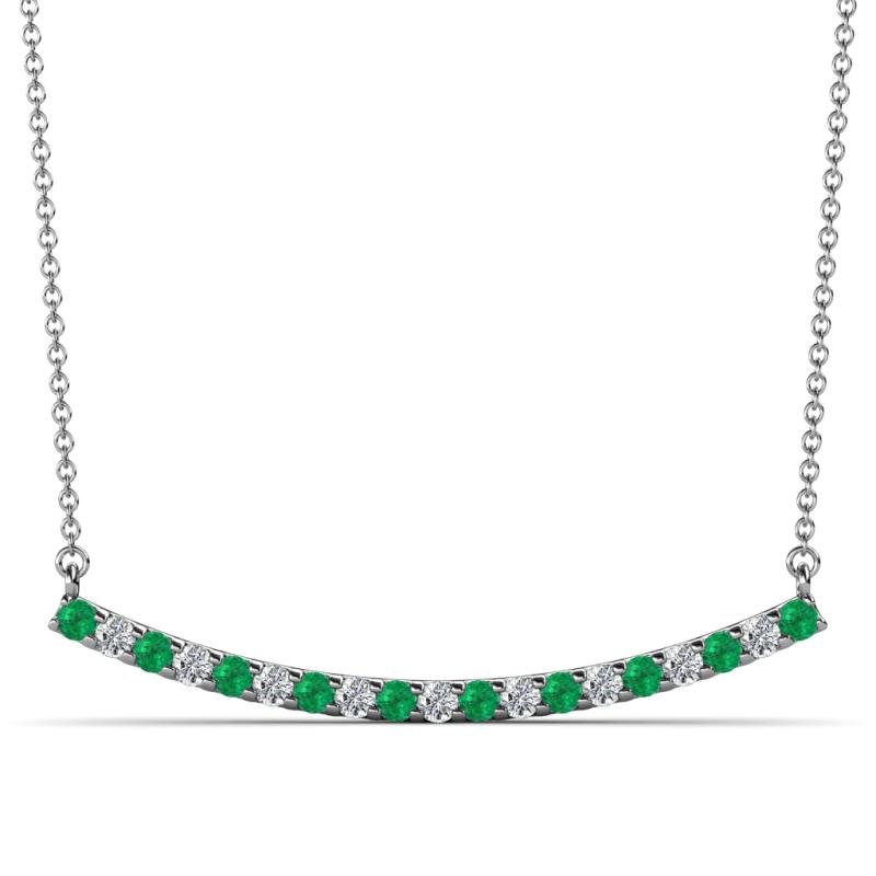 Nancy 2.00 mm Round Emerald and Lab Grown Diamond Curved Bar Pendant Necklace 