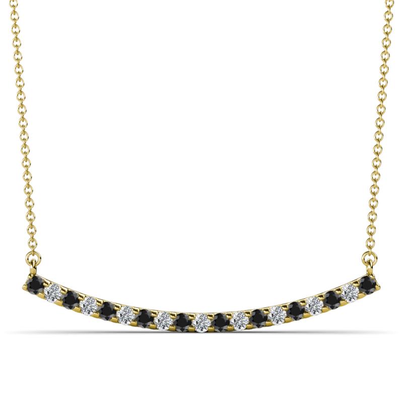 Nancy 2.00 mm Round Black Diamond and White Lab Grown Diamond Curved Bar Pendant Necklace 