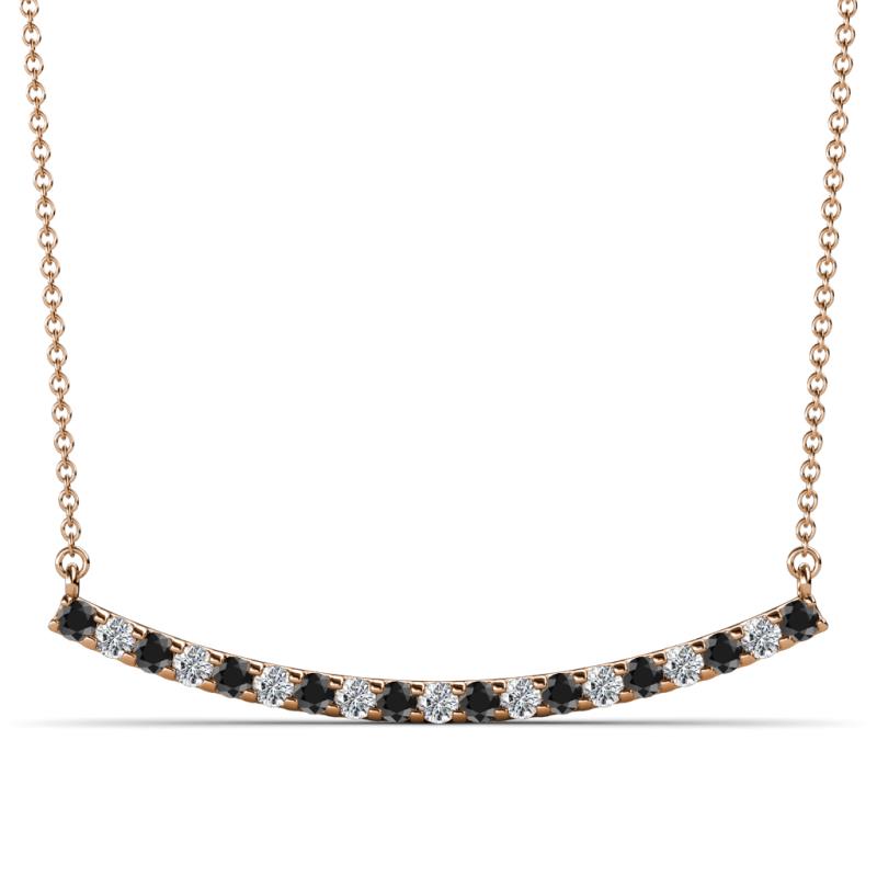 Nancy 2.00 mm Round Black Diamond and White Lab Grown Diamond Curved Bar Pendant Necklace 